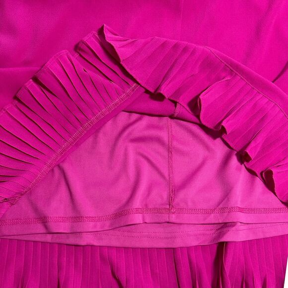 NWT She + Sky Pleated Hem Halter Dress Fuchsia Pink Size M Keyhole Midi Preppy - Picture 6 of 11